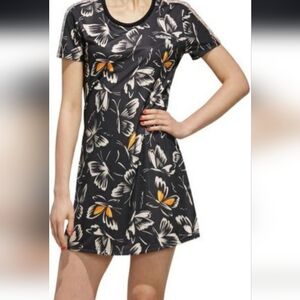 Adidas Vintage Black and Orange Butterfly Mini Dress